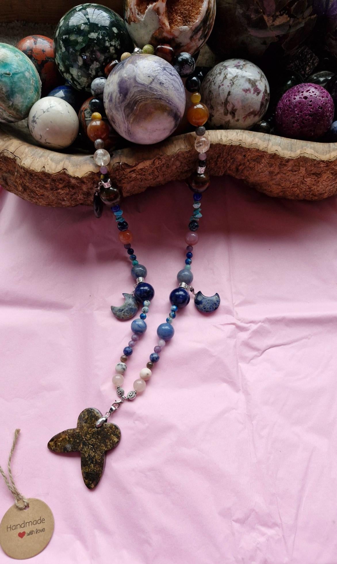 Moss Agate Butterfly Necklace