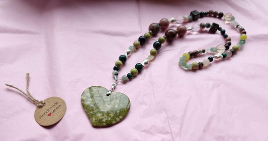 Moss Agate Heart Necklace