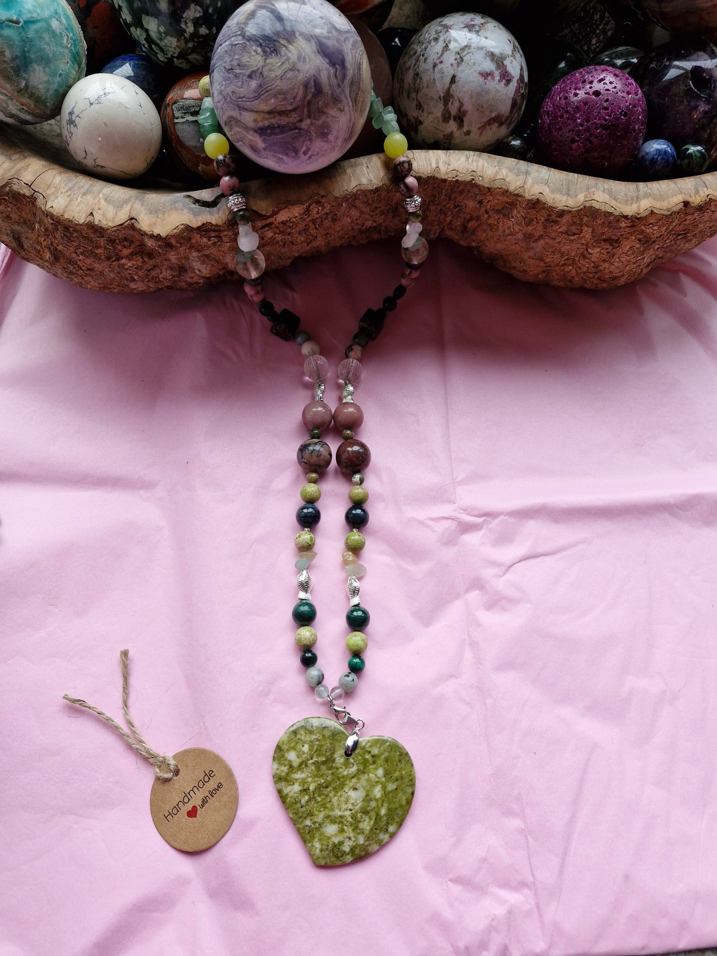 Moss Agate Heart Necklace
